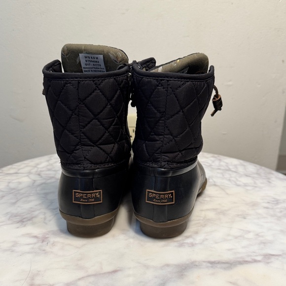 Sperry Women's Quilted Black and Tan Duck Boots - Picture 4 of 11